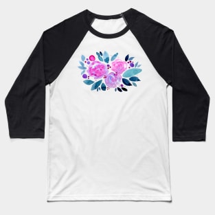 Watercolor flower bouquet - pink and teal Baseball T-Shirt